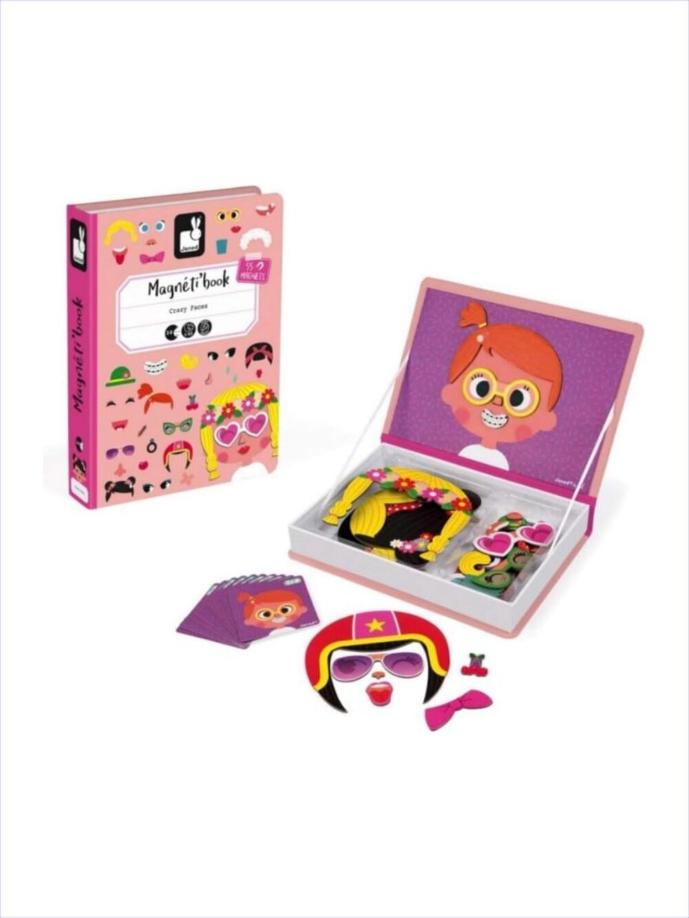 Janod Magnetibook Girl’s Crazy Faces 3-8 Years Travel-friendly Toy New Sealed